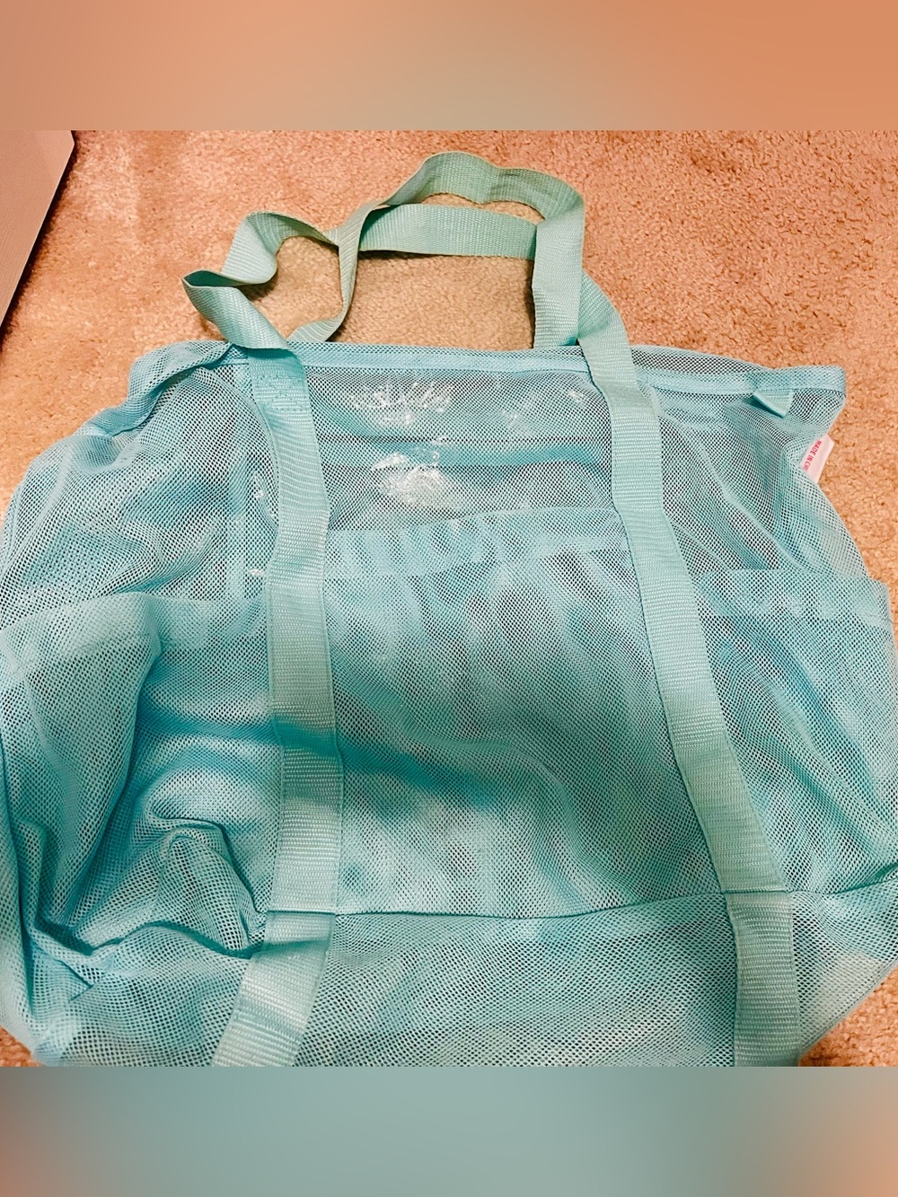 Mesh Tote Bag in Light Aqua - Versatile Carryall
